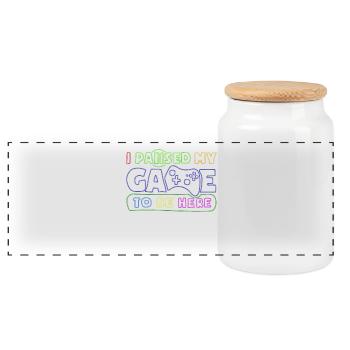 I Paused My Game To Be Here Funny Video Game - Panoramic Cookie Jar with Wooden Lid - white - Front