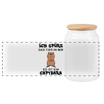 Capybara Wasserschwein Capybaras - Panorama Keksdose mit Holzdeckel - Weiß - Vorne