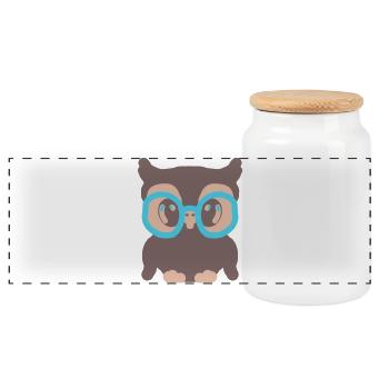 Eagle owl - Panoramic Cookie Jar with Wooden Lid - white - Front