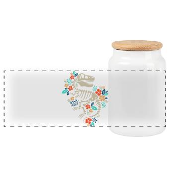 Fossile floral de dinosaure - Boîte à biscuits avec couvercle en bois - blanc - Devant