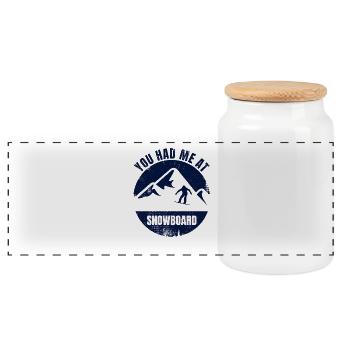Witziger Snowboard Spruch - Panorama Keksdose mit Holzdeckel - Weiß - Vorne