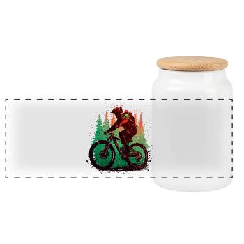 Vintage Mountainbike MTB Downhill Radfahrer - Panorama Keksdose mit Holzdeckel - Weiß - Vorne
