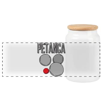 Bolas de Petanca Boule Kugeln für Bouler Petanque - Panorama Keksdose mit Holzdeckel - Weiß - Vorne