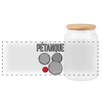 Boules de boules pour bouler et pétanque - Boîte à biscuits avec couvercle en bois - blanc - Devant