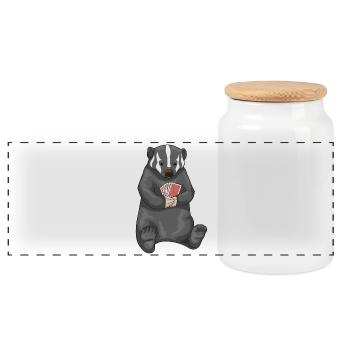 Cartes de poker Badger - Boîte à biscuits avec couvercle en bois - blanc - Devant