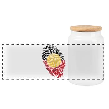 Fingerabdrücke der australischen Ureinwohner - Panorama Keksdose mit Holzdeckel - Weiß - Vorne