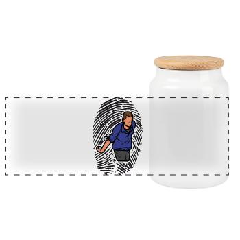 DNA Boule Fingerprint Bouler Boule Boules - Boîte à biscuits avec couvercle en bois - blanc - Devant