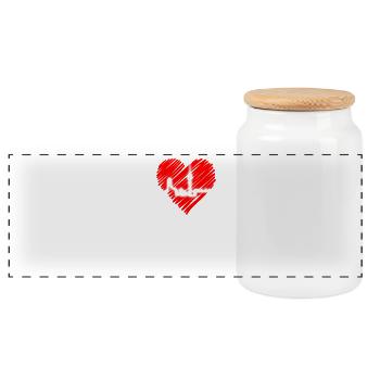 Duisburg Skyline Heartbeat Pulse Heart Ruhrpott Fan - Panoramic Cookie Jar with Wooden Lid - white - Front