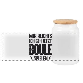 Mir reichts ich geh jetzt Boule spielen Petanque - Panorama Keksdose mit Holzdeckel - Weiß - Vorne