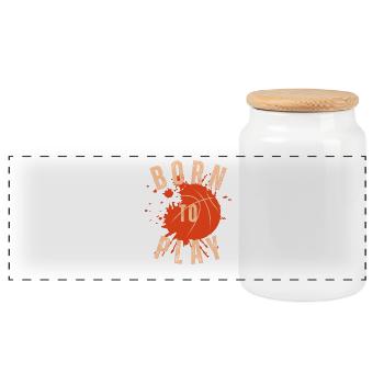Basketball Born to Play Design - Panorama Keksdose mit Holzdeckel - Weiß - Vorne
