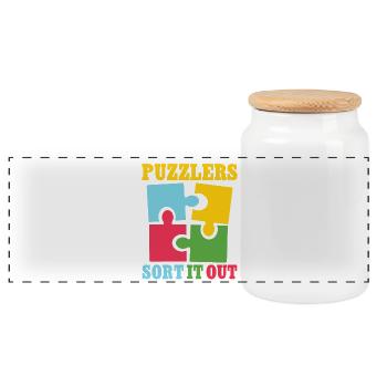 Puzzlers sort it out - Panorama Keksdose mit Holzdeckel - Weiß - Vorne