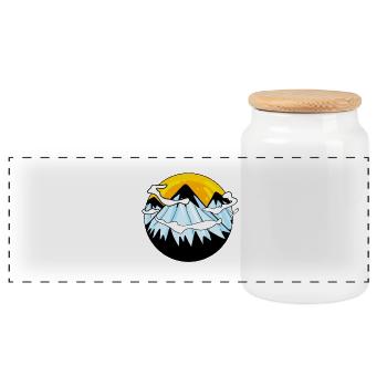 Mountain Mountains Mountain Peaks Peaks - Panoramic Cookie Jar with Wooden Lid - white - Front