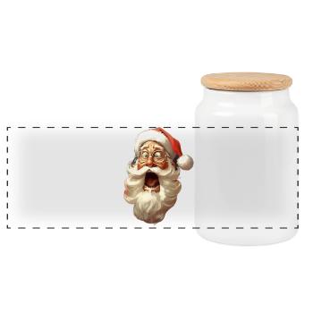 Weihnachtsmann lustig mit Brille Geschenk - Panorama Keksdose mit Holzdeckel - Weiß - Vorne