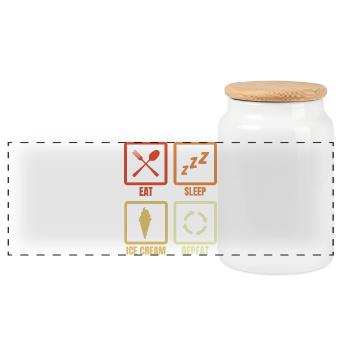 Manger de la crème glacée Sleep Répéter - Boîte à biscuits avec couvercle en bois - blanc - Devant