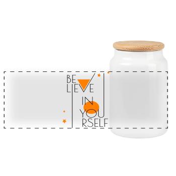 believe in yourself - Panoramic Cookie Jar with Wooden Lid - white - Front