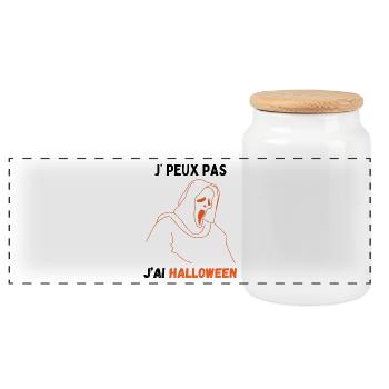 J' peux pas j'ai Halloween - Boîte à biscuits avec couvercle en bois - blanc - Devant