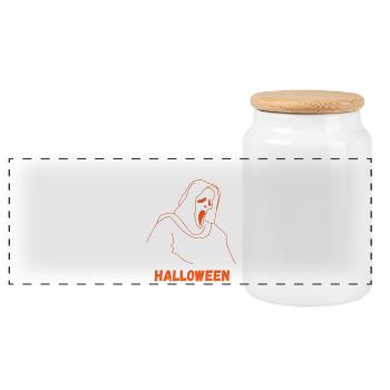 I Can't I Have Halloween - Panoramic Cookie Jar with Wooden Lid - white - Front