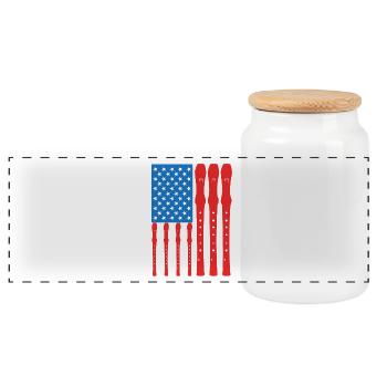 Patriotic U.S. flute player - Panoramic Cookie Jar with Wooden Lid - white - Front