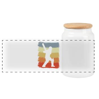 Pâte de cricket Vintage - Boîte à biscuits avec couvercle en bois - blanc - Devant