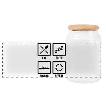 Routine du rameur - Boîte à biscuits avec couvercle en bois - blanc - Devant