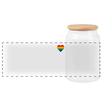 LGBTQ Regenbogen Herz Pride Flagge Gay CSD LGBT - Panorama Keksdose mit Holzdeckel - Weiß - Vorne