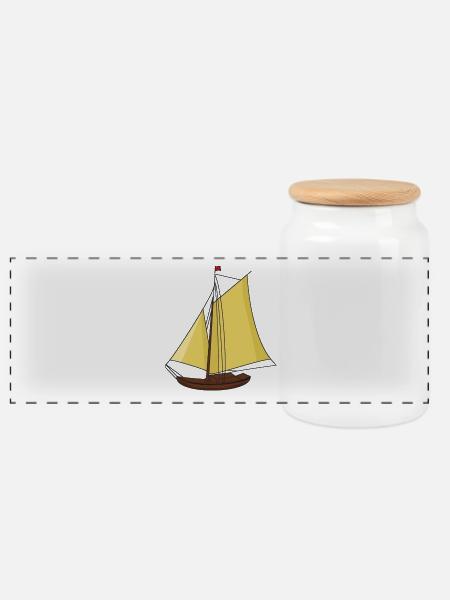 Segelboot Boot Schiff Seefahrt segeln Ahoi - Panorama Keksdose mit Holzdeckel - Weiß