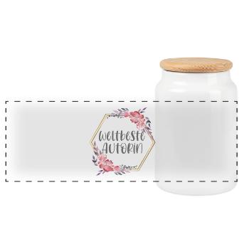 Autorin Schreiben Bücher Autor Geschenk - Panorama Keksdose mit Holzdeckel - Weiß - Vorne