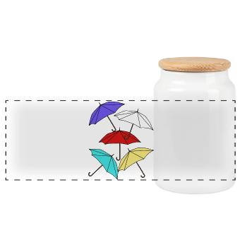 Schirm Regenschirme Regenschirm Unwetter Wetter - Panorama Keksdose mit Holzdeckel - Weiß - Vorne