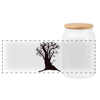 Baum Botanik Laubbaum Wald Natur Wildnis Holz Co2 - Panorama Keksdose mit Holzdeckel - Weiß - Vorne