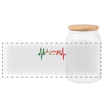 Porto Skyline Heartbeat Portugal Heart Love Porto - Panoramic Cookie Jar with Wooden Lid - white - Front