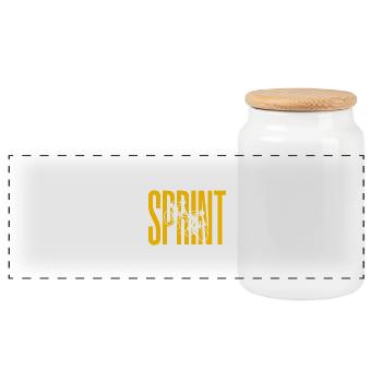 Course cycliste Sprint Silhouette - Boîte à biscuits avec couvercle en bois - blanc - Devant