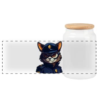 La police des chats - Boîte à biscuits avec couvercle en bois - blanc - Devant