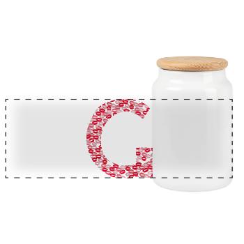 Buchstabe G - Kuss-Shirt - Panorama Keksdose mit Holzdeckel - Weiß - Vorne