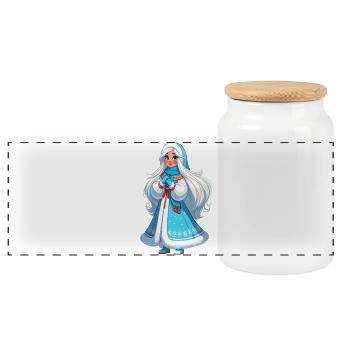 Ded Moroz Snegurotschka russischer Weihnachtsmann - Panorama Keksdose mit Holzdeckel - Weiß - Vorne