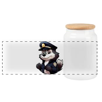 Police Skunk - Boîte à biscuits avec couvercle en bois - blanc - Devant