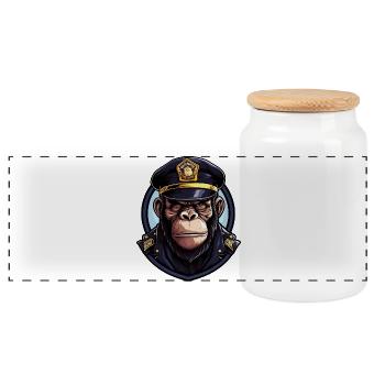 Monkey Police - Panoramic Cookie Jar with Wooden Lid - white - Front