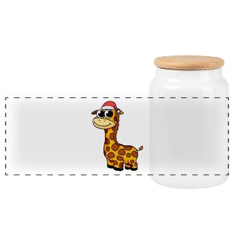 Giraffe Weihnachten - Panorama Keksdose mit Holzdeckel - Weiß - Vorne