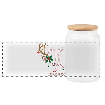 Weihnachten Believe in the Magic of the Christmas - Panoramic Cookie Jar with Wooden Lid - white - Front