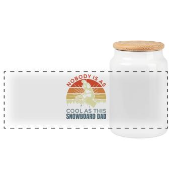 Snowboard Dad - Panoramic Cookie Jar with Wooden Lid - white - Front