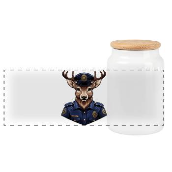 Police des cerfs - Boîte à biscuits avec couvercle en bois - blanc - Devant