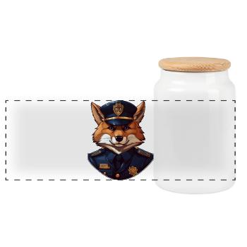 Renard policier - Boîte à biscuits avec couvercle en bois - blanc - Devant
