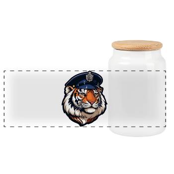 Policier tigre - Boîte à biscuits avec couvercle en bois - blanc - Devant