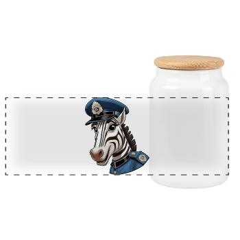 Police Zebra - Panoramic Cookie Jar with Wooden Lid - white - Front