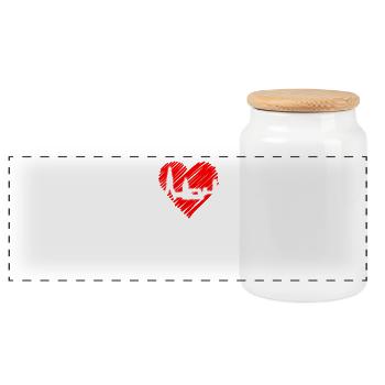 Freiburg im Breisgau Skyline Heartbeat Freiburger - Panoramic Cookie Jar with Wooden Lid - white - Front