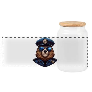 Police des marmottes - Boîte à biscuits avec couvercle en bois - blanc - Devant