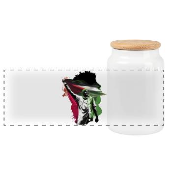 Freedom for Palestine Palestinian Flag Gaza - Panoramic Cookie Jar with Wooden Lid - white - Front