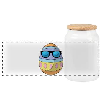 Lunettes de soleil de Pâques Easter Egg - Boîte à biscuits avec couvercle en bois - blanc - Devant
