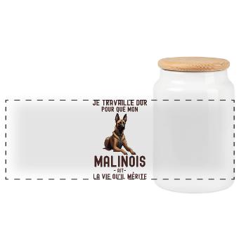 Race de chien malinois berger belge 2 - Boîte à biscuits avec couvercle en bois - blanc - Devant
