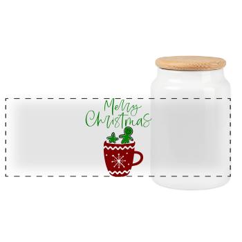 Merry Christmas, Plätzchen - Panorama Keksdose mit Holzdeckel - Weiß - Vorne
