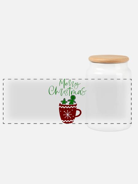 Merry Christmas, Plätzchen - Panorama Keksdose mit Holzdeckel - Weiß